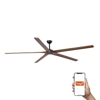 Netlighting Bigwood XXL 5 Blade Ceiling Fan Matt Black Walnut Tuya Smart System in Brown