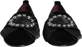 Dolce & Gabbana Black VATICANO Crystal Ribbon Slip On Mens Shoes