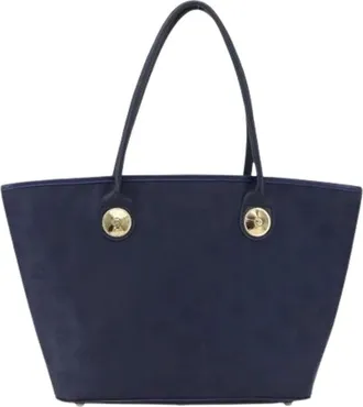 MCM Pre-owned Tote Bags, female, Blue, Size: ONE SIZE Pre-owned Leather Shoulder Bag