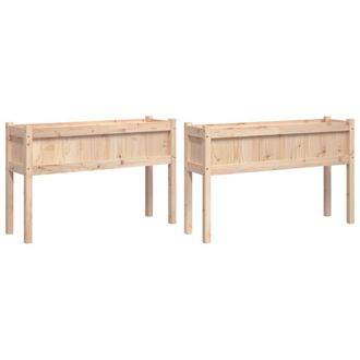 vidaXL Vidaxl - Jardineras De Exterior Con Patas 2 Uds Madera Maciza De Pino