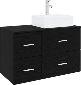 vidaXL Juego De Muebles De Ba&ntilde;o 2 Uds. Roble Negro Vidaxl