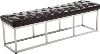 Clp Taburete Pie De Cama Amun Con Base En Acero Inox. Marr&oacute;n 150 Cm