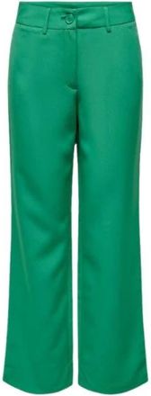 Only Groene Alhambra Mid Straight Pant - Dames - Wijde Broeken - Groen - XS - Katoen - Broeken