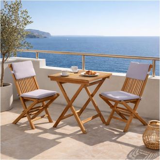 Wanda Collection Conjunto De Mesa Y 2 Sillas De Jard&iacute;n De Teca Harry