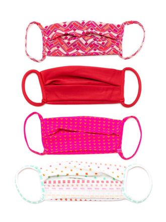 Amir Slama geometric print face masks (pack of 4) - unisex - Elastodiene/Polyamide - One Size - Pink