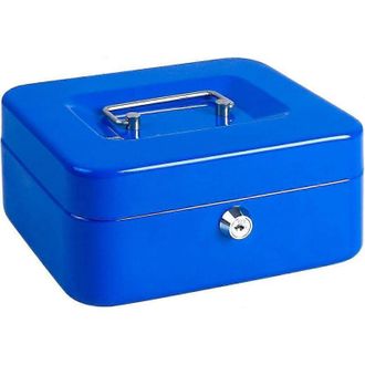 OEM Caja Fuerte Con Caj&oacute;n Para Monedas, Cerradura De Llave Met&aacute;lica, Segura, 20 X 16 X 9 Cm, Azul - Crezuo