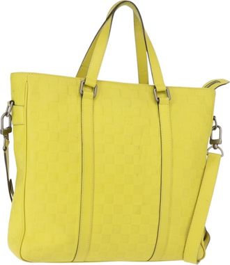 Louis Vuitton Tadao Handbag Damier Infini Leather Yellow Leather Handbag (Pre-Owned)