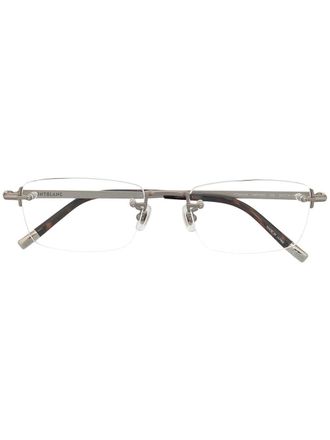 Montblanc frameless rectangular glasses - unisex - Acetate/Titanium - 54 - Silver