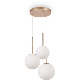 Maytoni Maytoni Basic Form Lámpara de techo colgante moderna en racimo, dorada, 3 bombillas E14, pantalla blanca