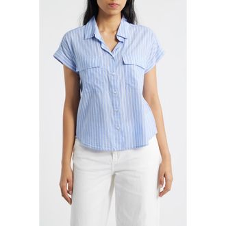 Beach Lunch Lounge Brianna Stripe Cotton Blend Button-Up Shirt in Southport at Nordstrom, Size Small