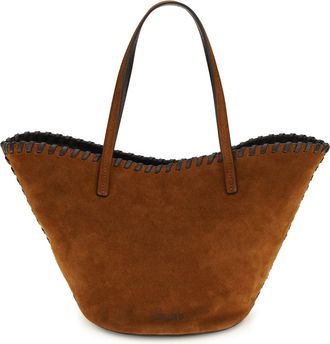 Staud Womens Handbag Caro Suede Tobacco-Espresso Calf Leather Shoulder Bags Tobacco/espresso