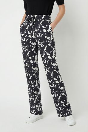 MAC Broeken Stoffhose MAC EASY WIDELEG, Damen, Gr. 36, L&auml;nge 32, schwarz (schwarz season printed), Web, Obermaterial: 75% Polyester, 25% Elasthan, bedruckt, weit 