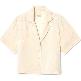 Brixton Floral Jacquard Camp Shirt in Whitecap Floral Jacquard at Nordstrom, Size Small