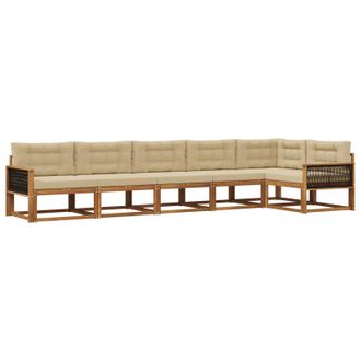 vidaXL Conjunto De Sof&aacute;s De Exterior Con Coj&iacute;n 6 Pcs Natural Y Beige Vidaxl