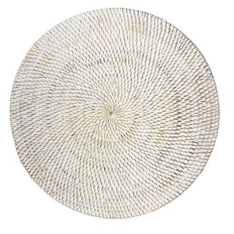 NATYAL Pack de 6 bajoplatos redondos de rat&aacute;n en tono blanco d.35cm