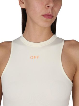 Off-white Logo-Print Necklace Detail Mini Dress - White