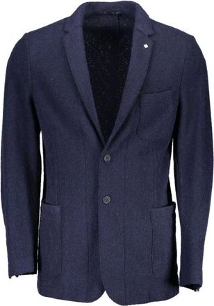 GANT Blazers, male, Blue, Size: S Blue Wool Classic Jacket