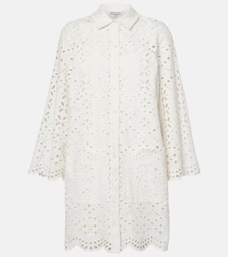 Veronica Beard Sumatra broderie anglaise cotton shirtdress