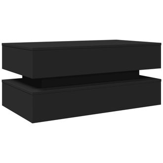 vidaXL Mesa De Centro Con Luces Led Negro 90x50x40 Cm Vidaxl
