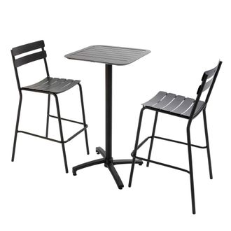 Oviala Conjunto de mesa alta reclinable y 2 sillas altas en aluminio negro