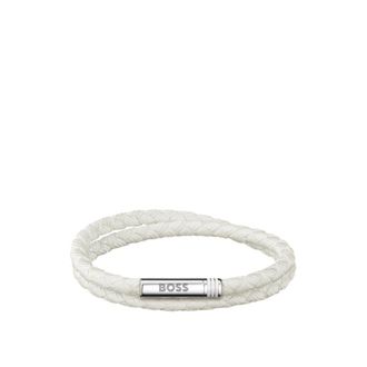 BOSS Double-braided white cuff with logo closure