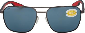 Costa Wader Sunglasses In Shiny Dark Grey Gray Silver Mirror Polarized