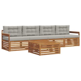 vidaXL Conjunto De Sof&aacute;s De Exterior 5 Pcs Gris Natural Y Claro Vidaxl