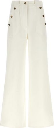 Max Mara White Flared Flat Front Pants