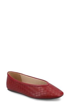Journee Collection Fortune Flat in Crimson Woven at Nordstrom Rack, Size 6.5
