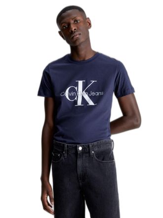 Calvin Klein Men Short-Sleeve T-Shirt Core Monologo Slim Fit, Blue (Night Sky), XXL