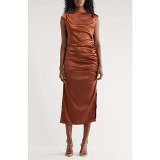 Area Stars Irma Satin Midi Dress in Brown at Nordstrom Rack, Size Small