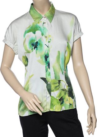 Roberto Cavalli Multicolor Printed Silk Satin Shirt