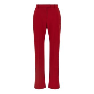 Alexander McQueen Wool Gabardine Tailored Trousers - female - Alexander McQueen - Straight Trousers - Red - XL - Trousers