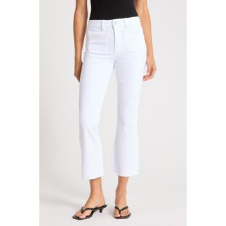 Paige Mason High Waist Braid Detail Crop Raw Hem Jeans in Crisp White at Nordstrom, Size 33