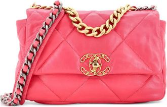 Chanel 19 Flap Bag Quilted Leather Medium crossbody bag - Rosa