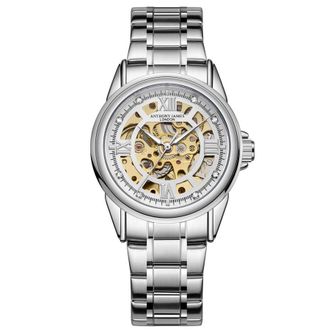 Anthony James Skeleton Automatic Silver-tone Dial Mens Watch AJ006N2