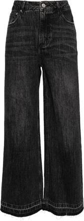 B+ab fringed relaxed jeans - women - Cotton - 26 - Black