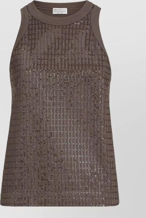 Brunello Cucinelli checked sequin racerback tank top embroidery