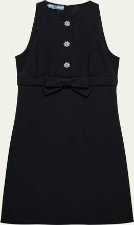 Prada Bow Jeweled Button Mini Dress