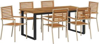 vidaXL Conjunto De Comedor De Jard&iacute;n 7 Uds. Beige Vidaxl