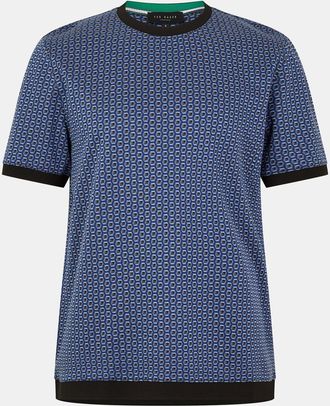 Ted Baker Heren Ted Baker Regular Fit Geografische Print Crewneck T-Shirt in Donkerblauw