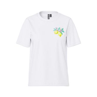 Pieces T-shirt met ronde hals, bedrukt op de borst en op de rug