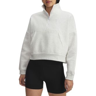 Under Armour Icon Fleece Half Zip PUllover in Distant Gray Heather //White at Nordstrom, Size Xx-Large