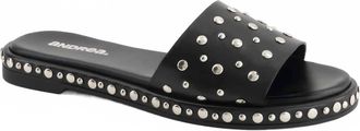 Andrea Womens Studded Slide Mules In Black