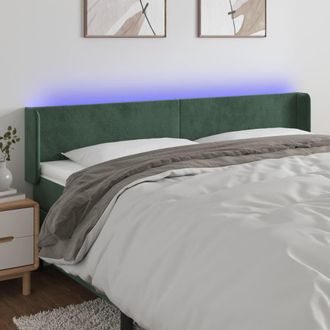 vidaXL Cabecero Con Led De Terciopelo Verde Oscuro 183x16x78/88 Cm Vidaxl