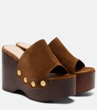 Gianvito Rossi Embellished suede wedges