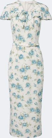 Alessandra Rich Caped floral silk midi dress