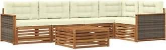 vidaXL Conjunto De Sof&aacute;s De Exterior 6 Uds. Natural Y Crema Vidaxl
