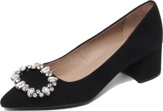 Unisa Su&egrave;de schoen met 4-5 cm hak - Dames - Pumps - Zwart - 35 EU - Su&egrave;de - Schoenen