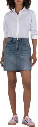 Kut from the Kloth Bristol Denim Mini Skirt In Medium Wash